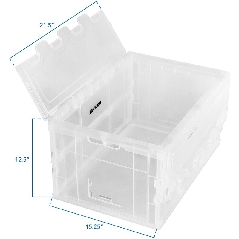 Clear Plastic Foldable Storage Box With Lid newest Wheels, Collapsible Storage Bins